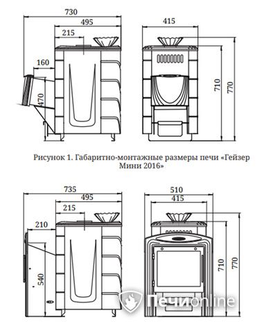 Дровяная банная печь TMF Гейзер Мини 2016 Carbon ДН КТК ЗК антрацит в Омске