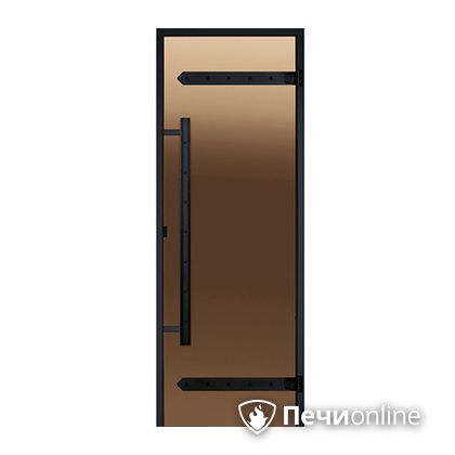 Дверь для бани Harvia Стеклянная дверь для сауны LEGEND 7/19 черная коробка сосна бронза  D71901МL в Омске