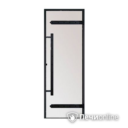 Дверь для бани Harvia Стеклянная дверь для сауны LEGEND 7/19 черная коробка сосна сатин D71905МL в Омске